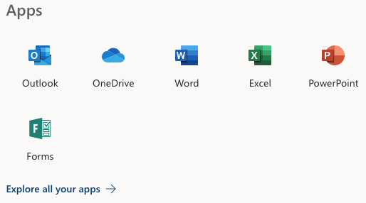 Office 365 App options when logging in