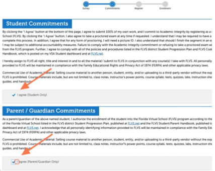 Check the two boxes for the Commitments