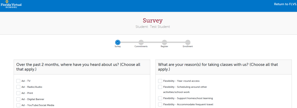 Complete student survey