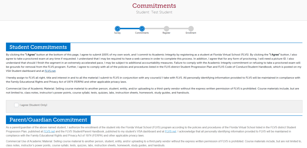 Student commitments