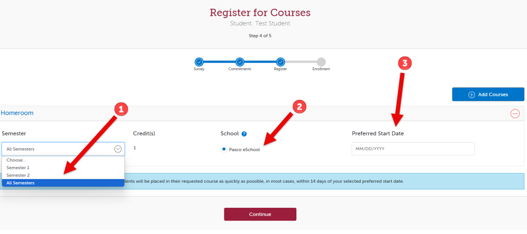 Register for courses